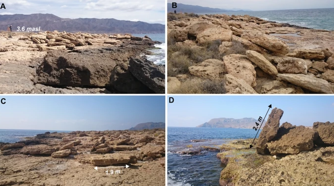 A partir de unos depósitos encontrados en el Cabo Cope, Murcia, los investigadores registraron un evento, datado hace aproximadamente entre 800 a 1.400 años, que provocó grandes acumulaciones de bloques en esta región de la costa murciana